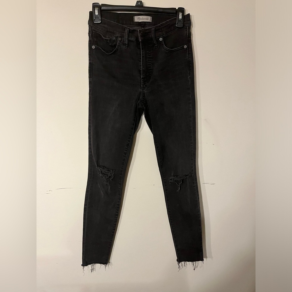 Madewell 27T Black Distressed Skinny Jeans